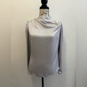 Express Stain Ruched Mock Neck Gray Top M